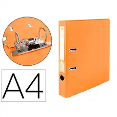 ARCHIVADOR DE PALANCA LIDERPAPEL A4 DOCUMENTA FORRADO PVC CON RADO LOMO 52MMNARANJA COMPRESOR METALICO AY17 72785