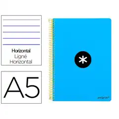 CUADERNO ESPIRAL LIDERPAPEL A5 ANTARTIK TAPA DURA 80H 100 GR HORIZONTAL CON MARGEN COLOR AZUL KE51 74772