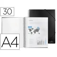 CARPETA LIDERPAPEL ESCAPARATE CON ESPIRAL 30 FUNDAS PP DIN A4 NEGRO EC31 75082