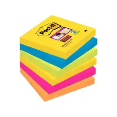 BLOC DE NOTAS ADHESIVAS QUITA Y PON POST-IT SUPER STICKY 76X76 MM CON 90 HJ PACK DE 6 UDS 70005250264 75590 75590