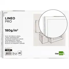 Material BLOC DIBUJO LIDERPAPEL LINEAL ESPIRAL 230X325MM 20 HJ 180 GR/M2 CON RECUADRO PERFORADO DL08 75628