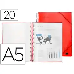 CARPETA LIDERPAPEL ESCAPARATE CON ESPIRAL 20 FUNDAS PP DIN A5 ROJA EC47 77525
