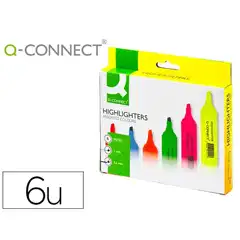 Material ROTULADOR Q-CONNECT FLUORESCENTE PUNTA BISELADA CAJA DE 6 UDS COLORES SURTIDOS KF01909 77875