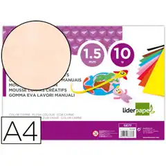 Material GOMA EVA LIDERPAPEL DIN A4 60G/M2 ESPESOR 1,5MM CARNE PAQ. DE 10 HJ GE77 78489