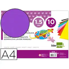 GOMA EVA LIDERPAPEL DIN A4 60G/M2 ESPESOR 1,5MM VIOLETA PAQ. DE 10 HJ GE78 78490