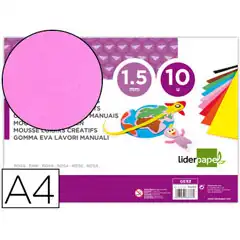 GOMA EVA LIDERPAPEL DIN A4 60G/M2 ESPESOR 1,5MM ROSA PAQ. DE 10 HJ GE83 78495