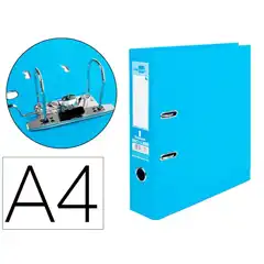 ARCHIVADOR DE PALANCA LIDERPAPEL A4 DOCUMENTA FORRADO PVC CON RADO LOMO 75MM AZUL COMPRESOR METALICO AZ24 32053