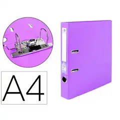 ARCHIVADOR DE PALANCA LIDERPAPEL A4 DOCUMENTA FORRADO PVC CON RADO LOMO 52 MM LILA COMPRESOR METALICO AZ79 79696