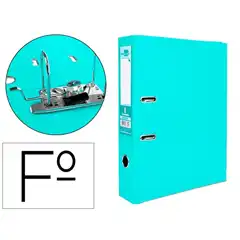 ARCHIVADOR DE PALANCA LIDERPAPEL Fº DOCUMENTA FORRADO PVC CON RADO LOMO 75 MM VERDE CLARO COMPRESOR AY28 79703