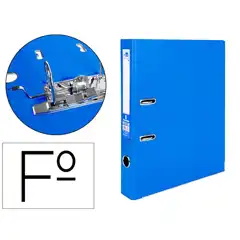 ARCHIVADOR DE PALANCA LIDERPAPEL Fº DOCUMENTA FORRADO PVC CON RADO LOMO 52 MM AZUL COMPRESOR METALICO AY31 79706