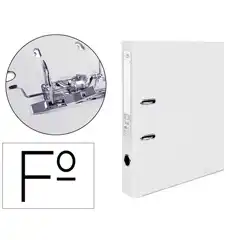 ARCHIVADOR DE PALANCA LIDERPAPEL Fº DOCUMENTA FORRADO PVC CON RADO LOMO 52 MM BLANCO COMPRESOR METALICO AY34 79709