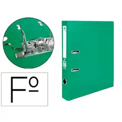 ARCHIVADOR DE PALANCA LIDERPAPEL Fº DOCUMENTA FORRADO PVC CON RADO LOMO 52 MM VERDE COMPRESOR METALICO AY37 79712