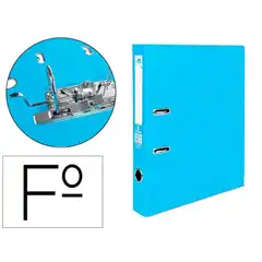 ARCHIVADOR DE PALANCA LIDERPAPEL Fº DOCUMENTA FORRADO PVC CON RADO LOMO 52 MM CELESTE COMPRESOR METALICO AY38 79713