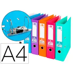 ARCHIVADOR DE PALANCA LIDERPAPEL A4 DOCUMENTA FORRADO PVC CON RADO LOMO 75 MM COLORES SURTIDOS TRENDING AZ88 79741