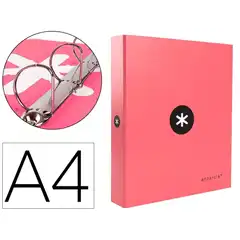 Material CARPETA 4 ANILLAS 40 MM MIXTAS LIDERPAPEL ANTARTIK Fº FORRADA CORAL AW62 88854