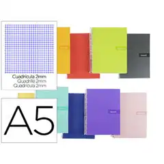 CUADERNO ESPIRAL LIDERPAPEL A5 CRAFTY T. FORRADA 80H 90 GR MILIMETRADO 2MM COLORES SURTIDOS BC41 9246