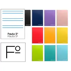 CUADERNO ESPIRAL LIDERPAPEL Fº WITTY T. DURA 80H 75GR RAYADO MONTESSORI 5MM COLORES SURTIDOS BC77 9921