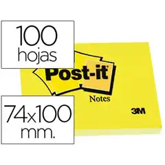 BLOC DE NOTAS ADHESIVAS QUITA Y PON POST-IT 74X100 MM CON 100 HJ -657- 720