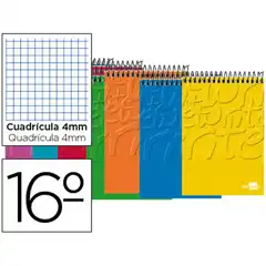 Material BLOC ESPIRAL LIDERPAPEL BOLSILLO 16º APAISADO WRITE TAPA CARTONCILLO 80H 60G CUADRO 4MM. COLORE 728
