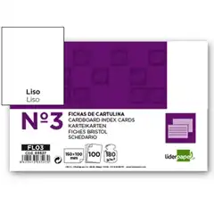 FICHA LIDERPAPEL LISA Nº3 100X150MM PAQ. DE 100 180G 3527