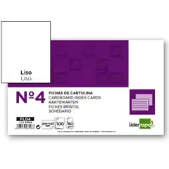 FICHA LIDERPAPEL LISA Nº4 125X200MM PAQ. DE 100 180G 3528