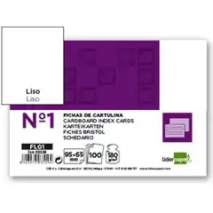 Material FICHA LIDERPAPEL LISA Nº1 65X95MM PAQ. DE 100 180G 3529