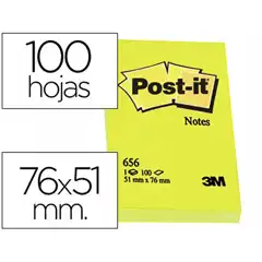 BLOC DE NOTAS ADHESIVAS QUITA Y PON POST-IT 76X51 MM CON 100 HJ 656 10635