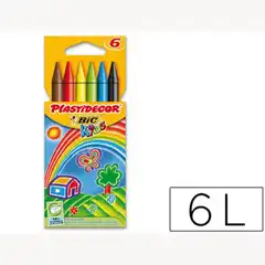 LAPICES CERA PLASTIDECOR CAJA DE 6 COLORES 11903