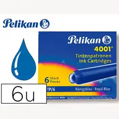 Material TINTA P/ PLUMAS PELIKAN AZUL REAL CAJA 6 CARTUCHOS 17041