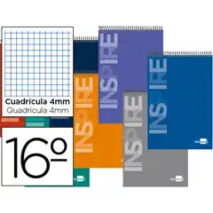BLOC ESPIRAL LIDERPAPEL BOLSILLO 16º APAISADO INSPIRE TAPA EXTRADURA 80H 60G CUADRO 4MM. COLORE 18934