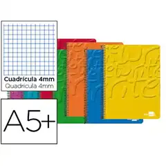 BLOC ESPIRAL LIDERPAPEL 4º WRITE TAPA CARTONCILLO 80H 60G CUADRO 4MM CON MARGEN. COLORES SURTIDOS 18961