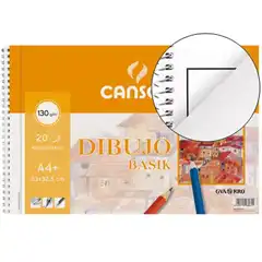 Material BLOC DIBUJO BASIK A4+ ESPIRAL 23 X 32.5 CM -20 HJ MICROPERFORADO -2 TALADROS -CON RECUADRO 21319