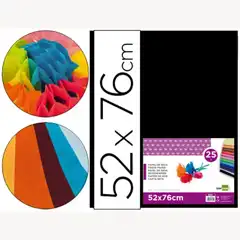 PAPEL SEDA LPP NEGRO 52X76 CM 18 GR -PAQ. DE 25 HJ 22234