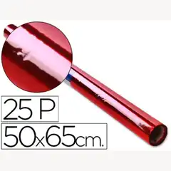 PAPEL CELOFAN ROLLO TREPADO ROJO 25 HJ DE 50X65CM 22338