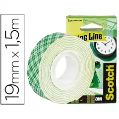Material SOPORTE ADHESIVO CINTAS SCOTCH DOBLE CARA -ROLLO BLANCO 19 MM X 1.5 MT 23598