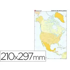 MAPA MUDO TEIDE COLOR A4 AMERICA NORTE POLITICO 24585