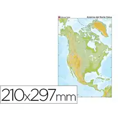 Material MAPA MUDO TEIDE COLOR A4 AMERICA NORTE FISICO 24593