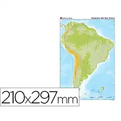 MAPA MUDO TEIDE COLOR A4 AMERICA SUR FISICO 24594
