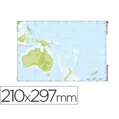 MAPA MUDO TEIDE COLOR A4 OCEANIA-FISICO 24599