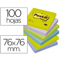 BLOC DE NOTAS ADHESIVAS QUITA Y PON POST-IT 76X76 MM ULTRA INTENSO SURTIDO PACK DE 6 BLOCS 29387