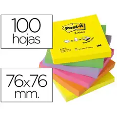 BLOC DE NOTAS ADHESIVAS QUITA Y PON POST-IT 76X76 MM Z-NOTES ULTRA INTENSO PACK DE 6 BLOCS SURTIDO 29392