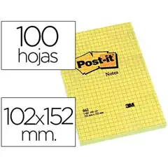 BLOC DE NOTAS ADHESIVAS QUITA Y PON POST-IT 102X152 MM CUADRICULADO -662- 29397