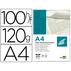 PAPEL VERJURADO LIDERPAPEL A4 120G/M2 BLANCO PAQ. DE 100 31907