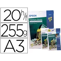 PAPEL EPSON PREMIUM GLOSSY PHOTO PAPER A3 (20HJ) 255GR 31964