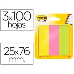 BLOC DE NOTAS ADHESIVAS QUITA Y PON POST-IT 671/3 MININOTAS ROSA/VERDE/AMARILLO NEON 34912