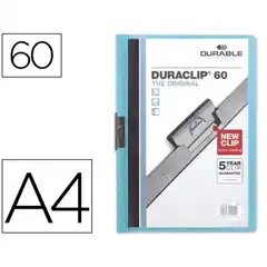 CARPETA DURACLIP DOSSIER PINZA LATERAL AZUL CAPACIDAD 60 HJ 35054