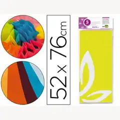 PAPEL SEDA LPP 52X76CM 18G/M2 BOLSA DE 5 HJ AMARILLO 36071