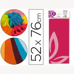 PAPEL SEDA LPP 52X76CM 18G/M2 BOLSA DE 5 HJ ROSA FUERTE 36080