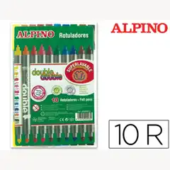 ROTULADOR ALPINO DOUBLE DOUBLEPUNTA GRUESA Y PUNTA FINA CAJA DE 10 COLORES 36319