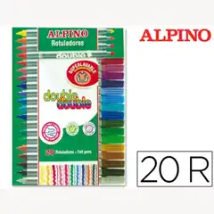 ROTULADOR ALPINO DOUBLE DOUBLEPUNTA GRUESA Y PUNTA FINA CAJA DE 20 COLORES 36320